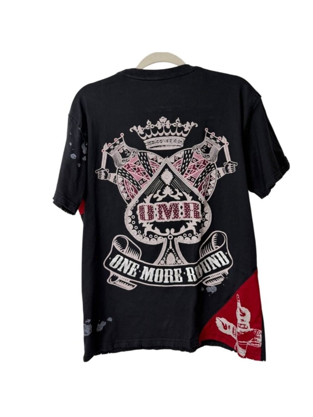 OMR Vtg Y2K "One More Round" T-Shirt MMA King Sword Cards Crown Black Grunge - Picture 2 of 5